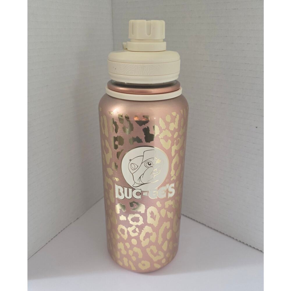 Buc-ee's Yukon Outfitters Surge 32oz Water Bottle Gold Leopard